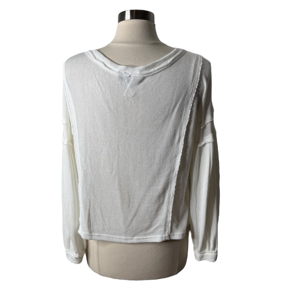 Vici Bellissimo Draped V-Neck Knit‎ Sweater Top in White Womens Small - Picture 3 of 9